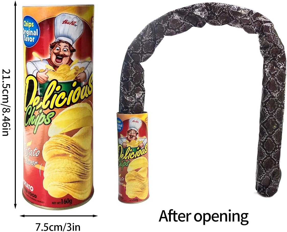 Blppldyci The Potato Chip Snake Can Jump Spring Toy Gift April Fool Day Halloween Party Decoration Jokes in A Gag Prank Large Size (Potato Chip Style)(1pcs)