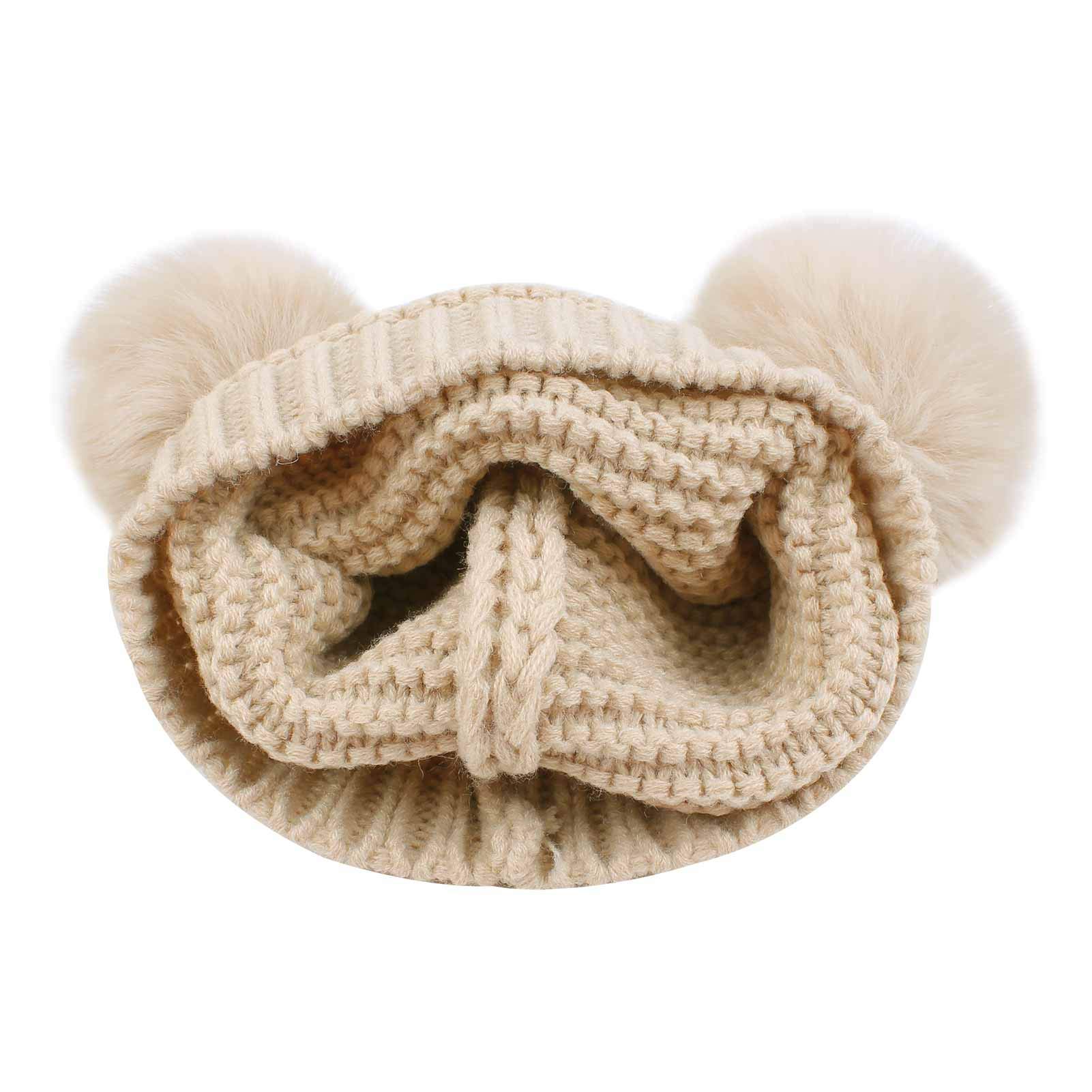 Duoyeree Baby Winter Hat Scarf Glove Beanie Set Girls Boys Pom Pom Knitted Beanie Mitten Scarves for Toddler 0-3T