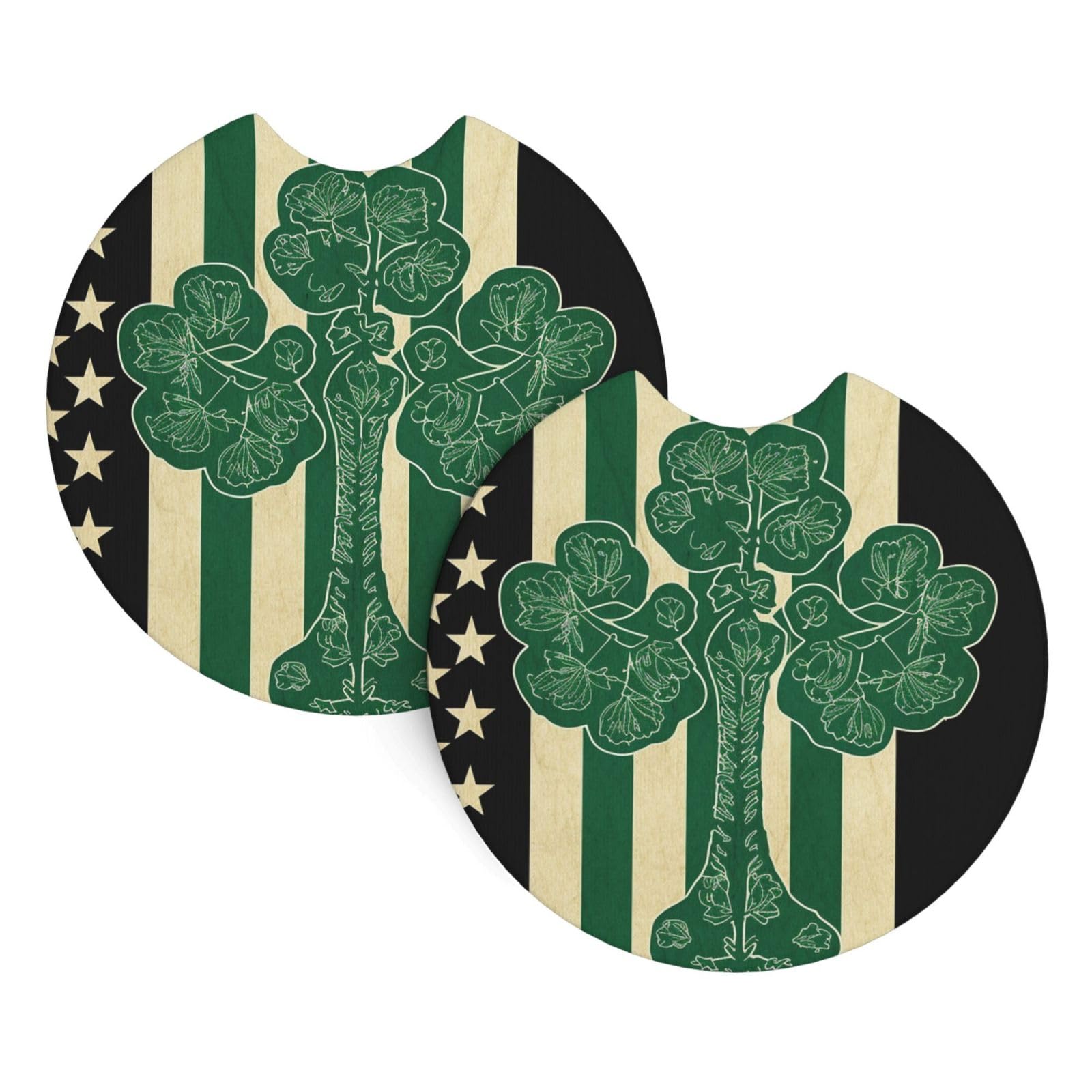 2 Pack Car Coaster for Cup Holders Irish American Flag Car Cup Coaster 2.7" Neoprene Non-Slip Automotive Cup Mat Universal Auto Car Interior Accessories for Women Men Cup Pad