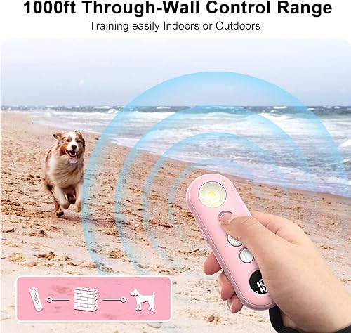 Miniatura 3 de Bousnic Collar de entrenamiento para perros con control remoto, collar de choque de perro de 1000 pies para perros pequeños, medianos y grandes,