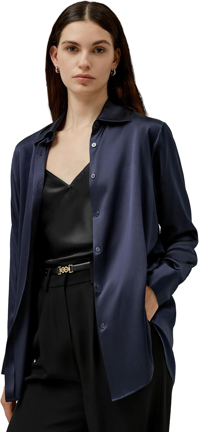 Blusa de seda LilySilk SOS de gran tamaño, camisa de seda pura