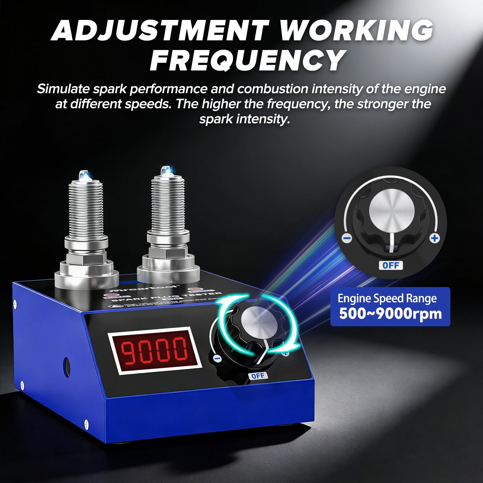 MRCARTOOL Tester di accensione per candele di accensione auto, analizzatore per sistema di accensione con doppio foro, copertura protettiva per candele da 12 mm (Klein blu)