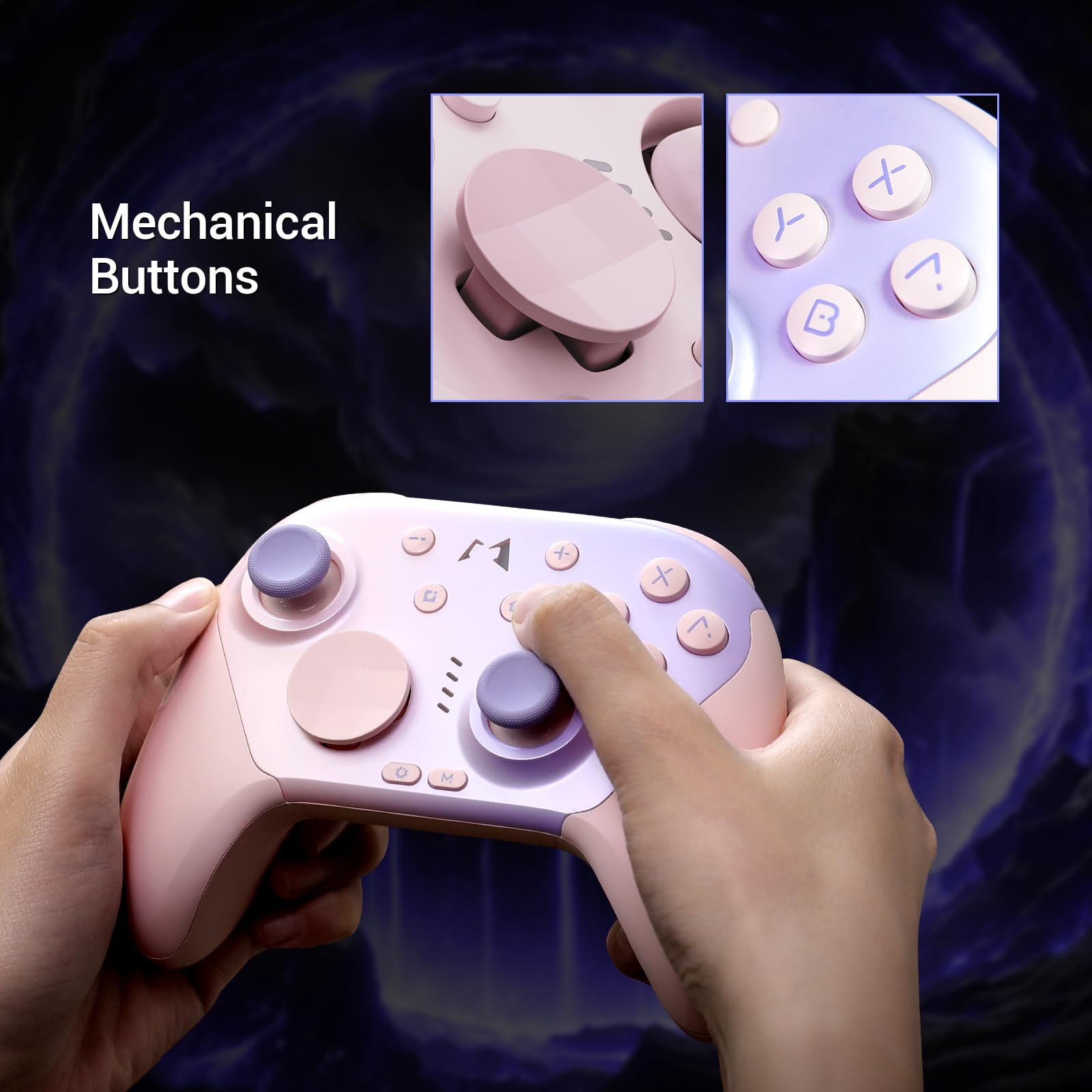 AKNES MOBAPAD CHITU 2 HD Controller für Switch/PC/Android/iOS (Pink) | TMR Glide Joysticks, Mechanische Tasten, HD Rumble, NFC, 6-Achsen, RGB-Dock, Programmierbare Rücktasten