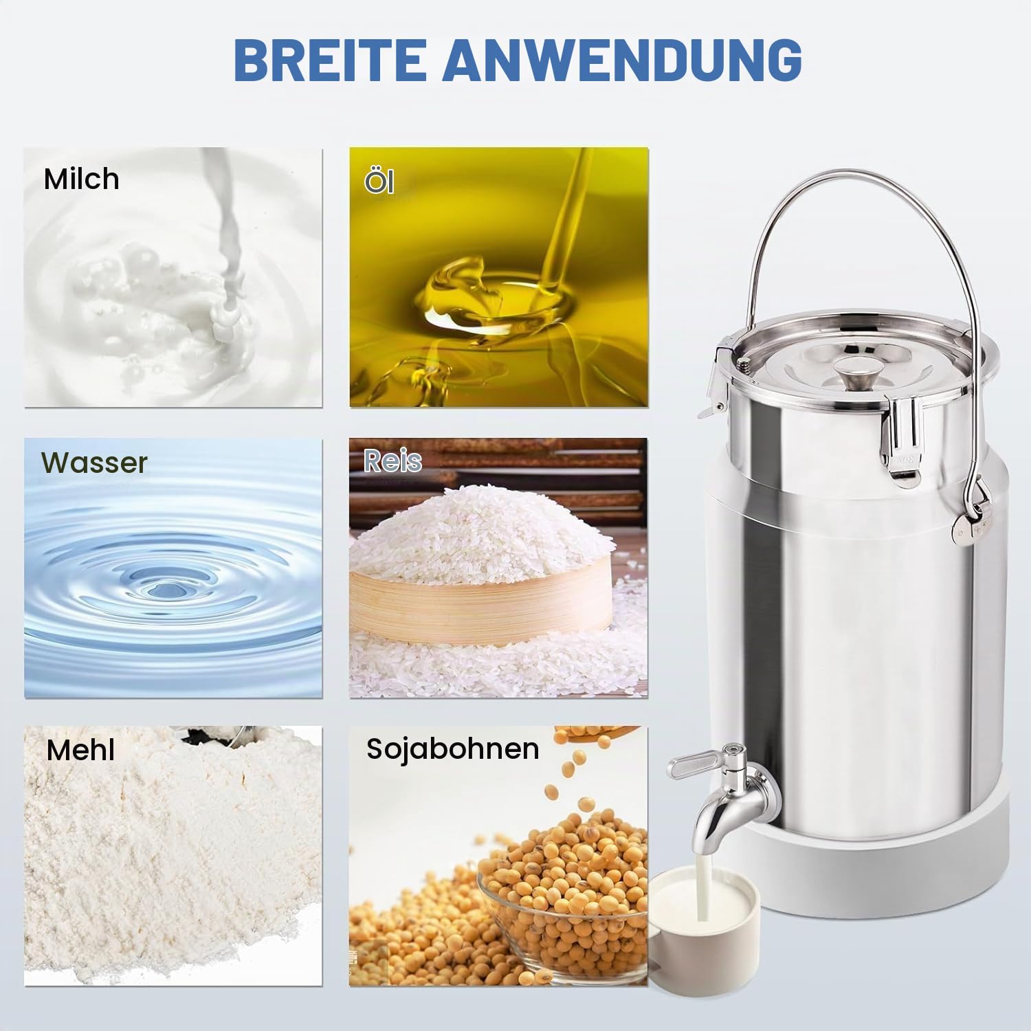 YUCHENGTECH 304 Milchkanne Edelstahl 5L mit Wasserhahn Und Versiegelter