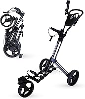 Vista 8 de Carrito de golf giratorio de 3 ruedas 360 con rueda delantera giratoria de 360 grados, carrito plegable de un segundo para abrir y cerrar, carrito