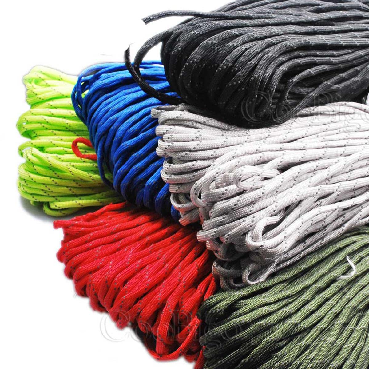 1 x reflektierendes Paracord-Seil, Durchmesser 4 mm, für Survival-Fallschirmschnur, Schlüsselband, Camping, Klettern, Camping, Wandern, Wäscheleine, C2, 100 m