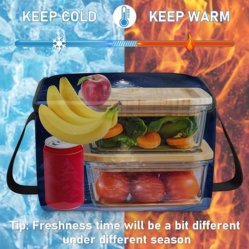 Miniatura 6 de Decoración clásica de árboles de Navidad, bolsa de almuerzo aislada para mujer, reutilizable, bolsa cuadrada de comida para adultos y hombres,