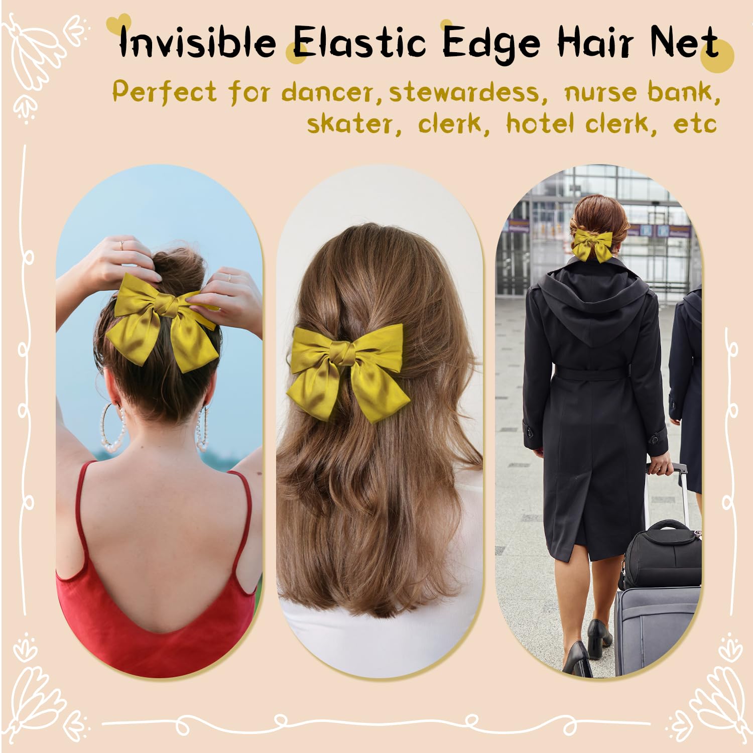 Fermaglio Per Capelli Con Rete Snood A Fiocco – Copri Chignon Multicolore – Accessorio Donna