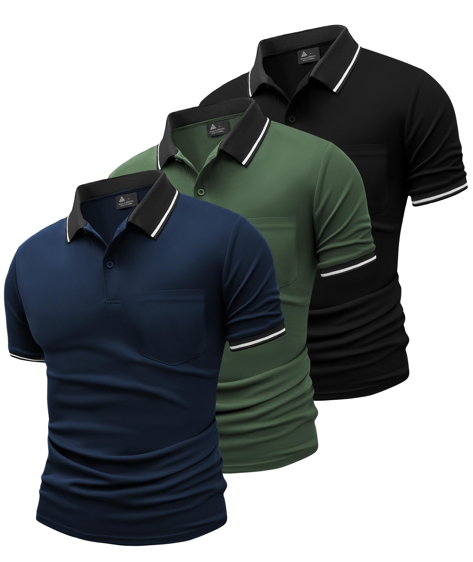 SwissWell 3er Pack Poloshirt Herren Kurzarm Golf Poloshirts Atmungsaktiv T-Shirt für Herren Polo Shirt