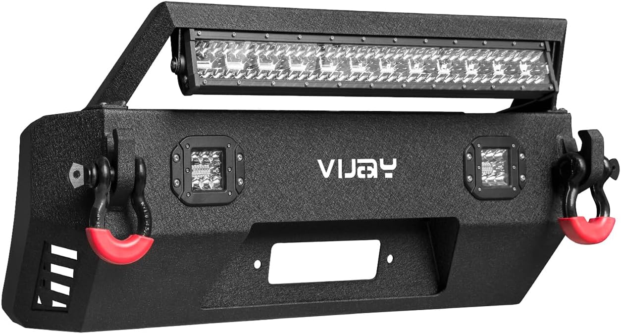 VIJAY Front Bumper Fits 2015-2020 GMC Canyon with Winch Plate and Lights