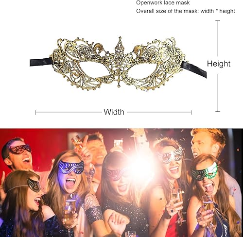 Miniatura 3 de TreatMe Máscara de mascarada - Máscara veneciana para mujer bonita y elegante de encaje para Halloween Mardi Gras fiesta