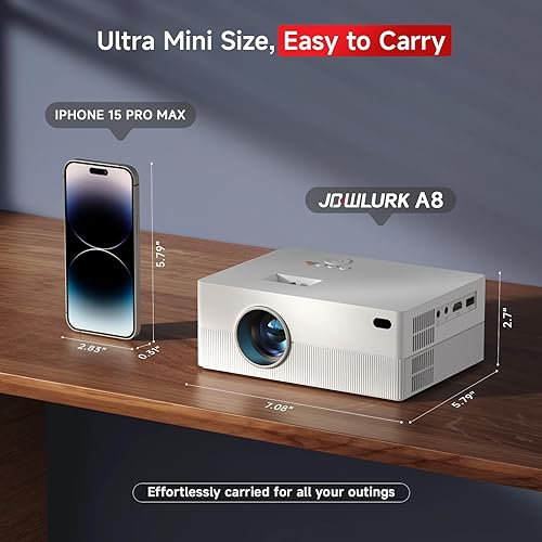 Miniatura 6 de Enfoque eléctrico Mini proyector con WiFi y Bluetooth, proyector portátil nativo 1080P compatible con 4K, proyector exterior de 15000L para cine en