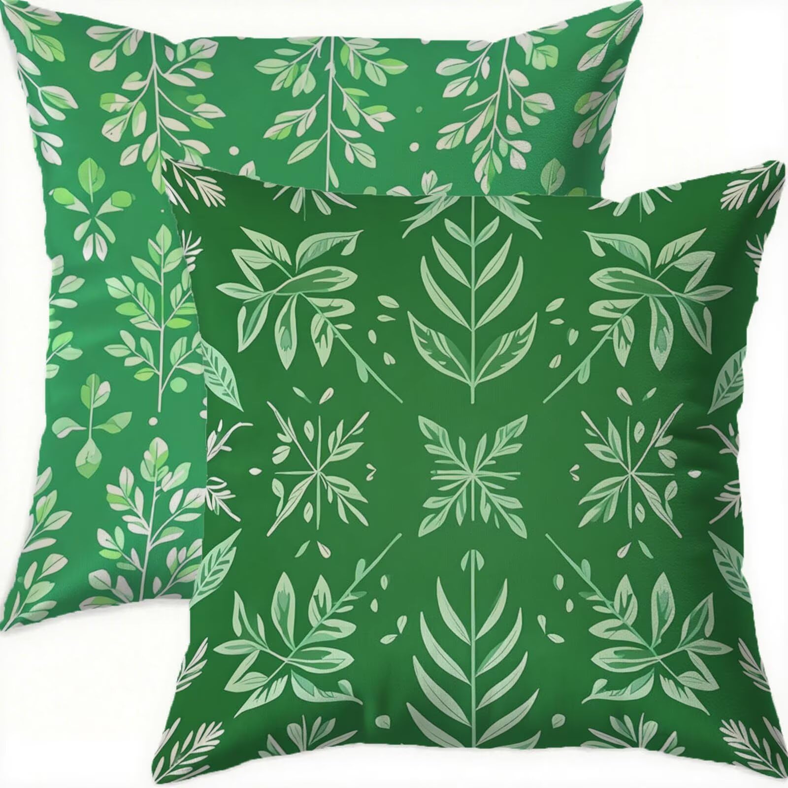 Housse coussin 80x80cm lot de 2 vert géométrique imperméable en velours pour canapé