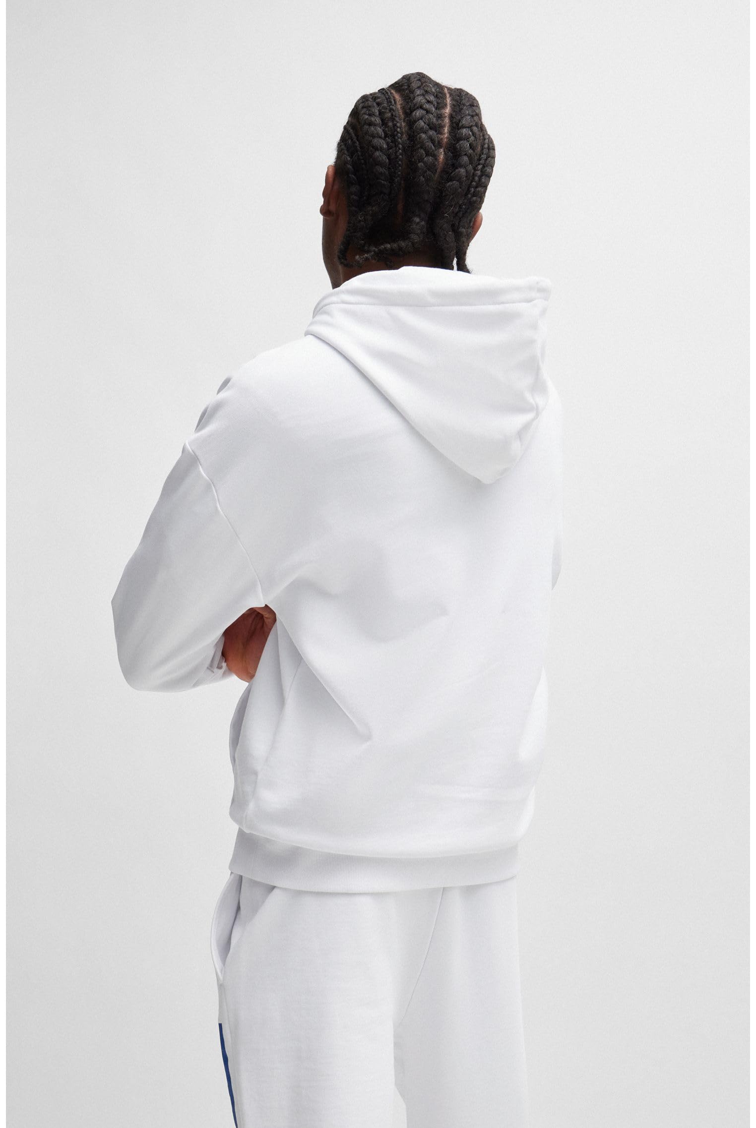 HUGO Herren Nalves Hoodie aus Baumwoll-Terry mit rechteckigem Logo-Print