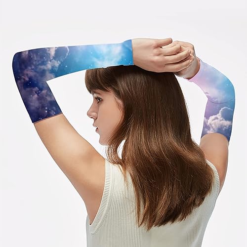 Miniatura 6 de Vantaso Mangas de compresión con protección solar UV, cielo nocturno espacial con estrellas de nube, manga de enfriamiento para hombres y mujeres,