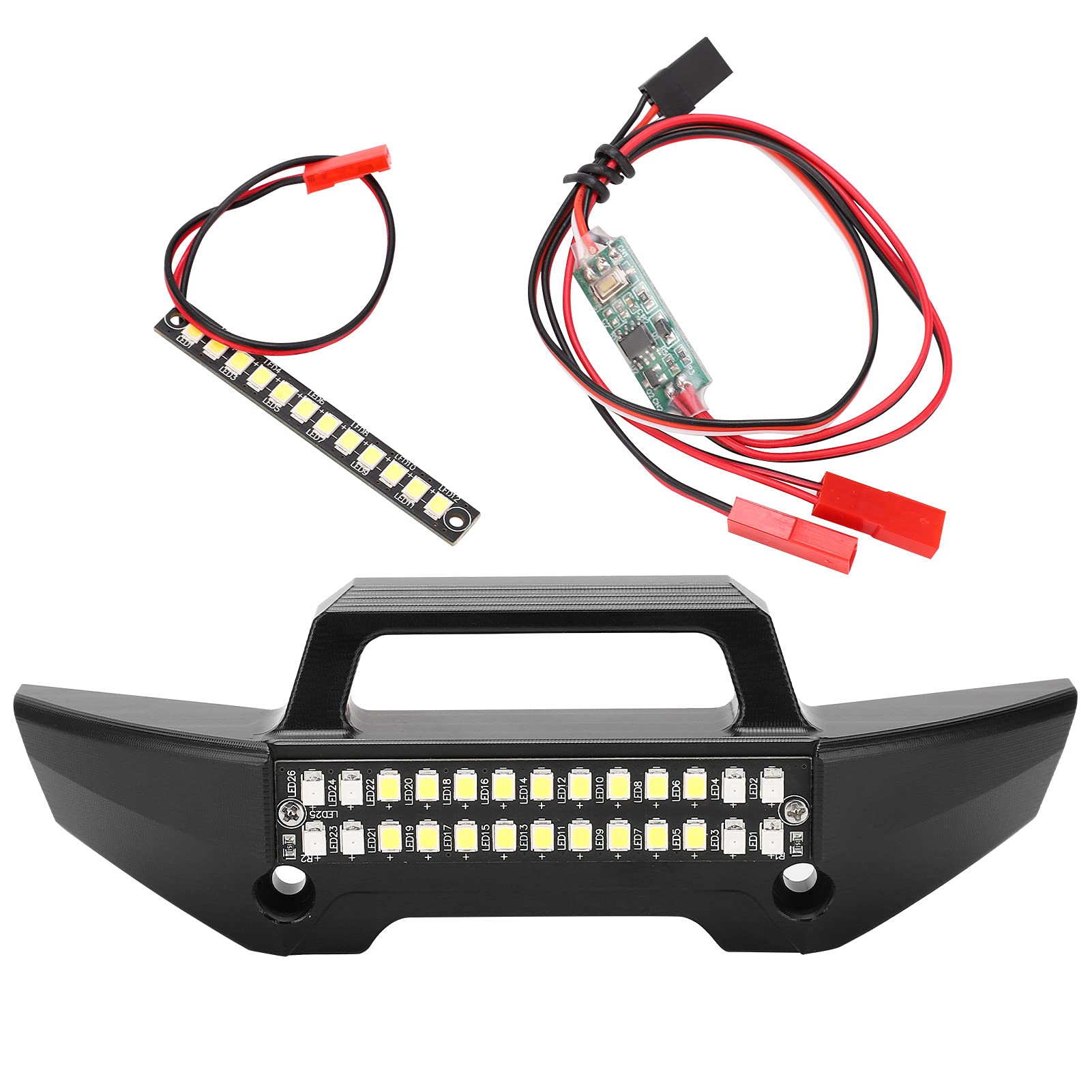 Paraurti Anteriore RC con Luce a LED Protezione Durevole in Lega di Alluminio per MAXX 89076 1/10 RC Accessori per la Guida Notturna Dell'auto