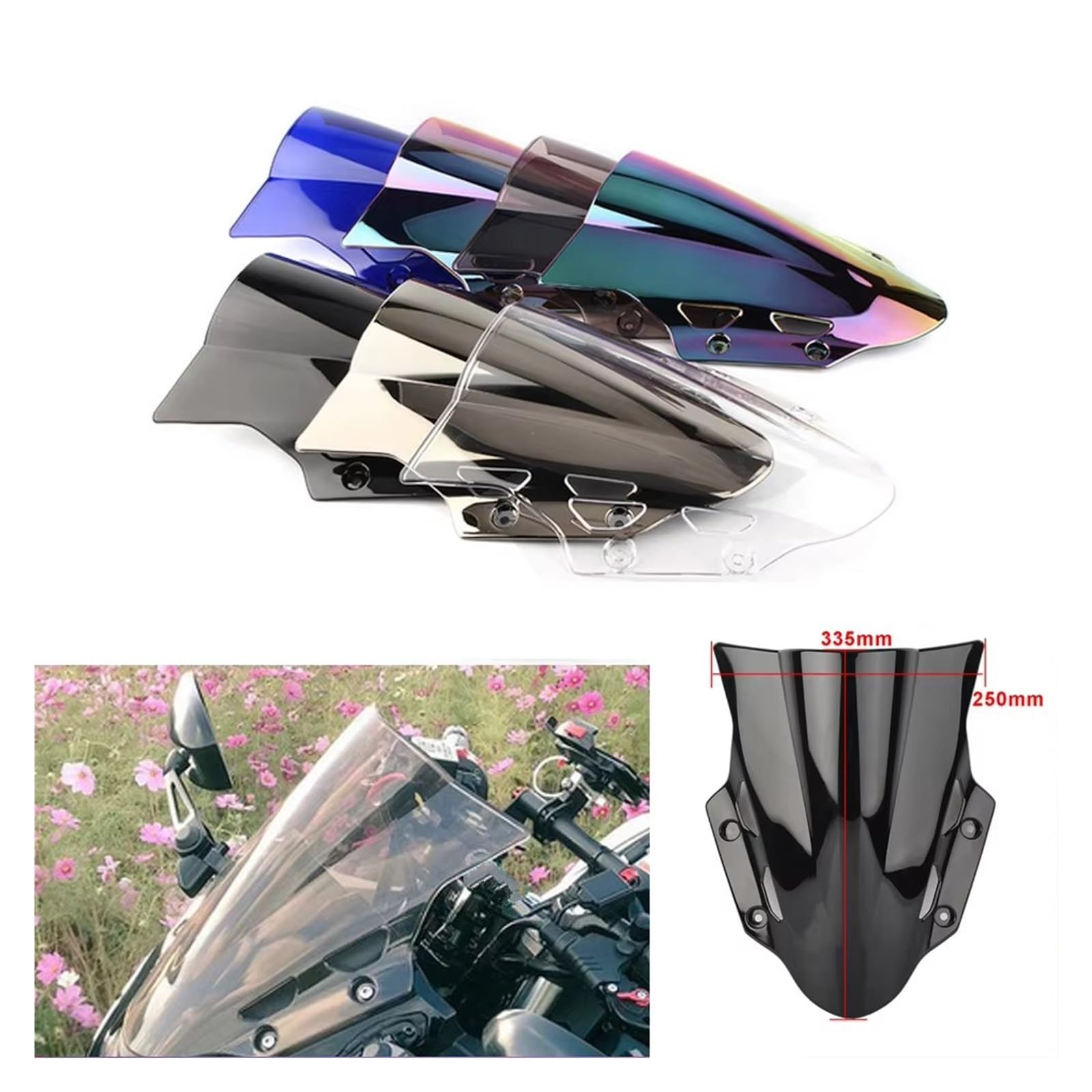 Motocicleta Viento Deflector para Suzuki para GSX250R para GSX 250 2017-2021 Deflector Doble Burbuja para Motocicleta Parabrisas Carenado(Negro)