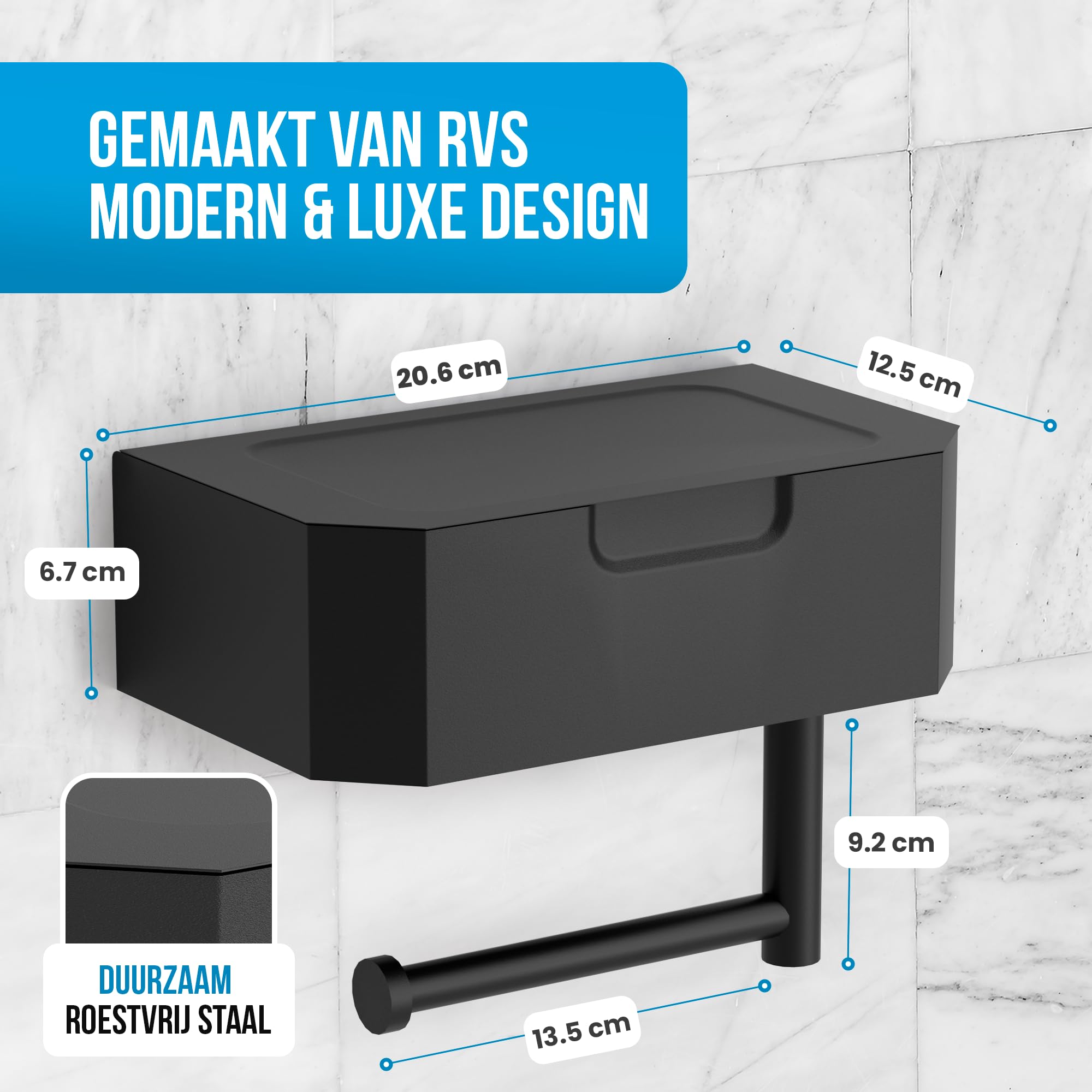 Vind toilet papier houder op - april 2026