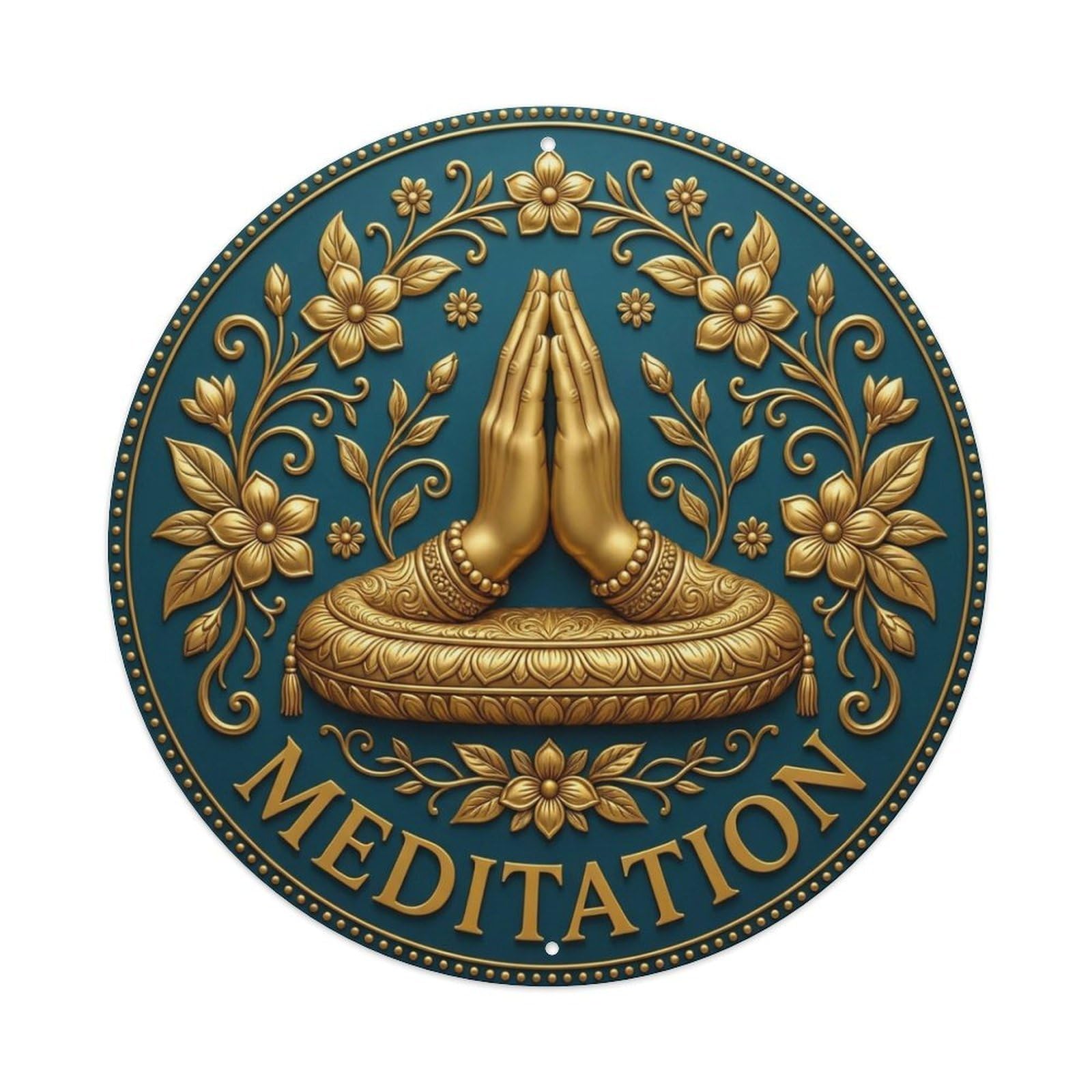 Fyrn Style Metal Tin Sign Vintage Namaste Praying Hands Meditation Flower Zen Yoga