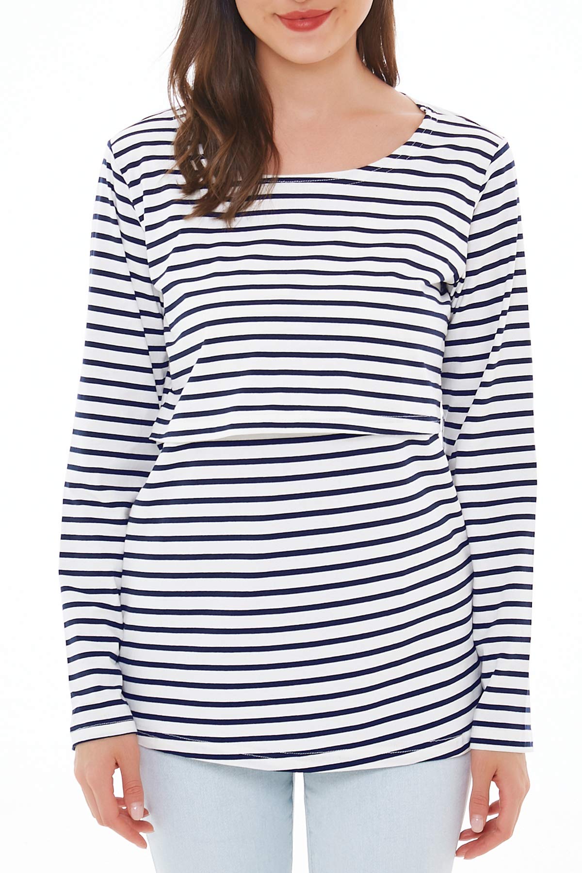 Smallshow Damen Stillshirt Langarm Umstandsshirt 3er Pack - 3