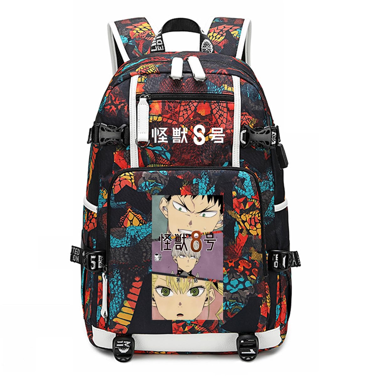ISaikoy Anime Kaiju No. 8 Backpack Hibino Kafka Daypack Bookbag Laptop School Bag with USB Charging Port 3