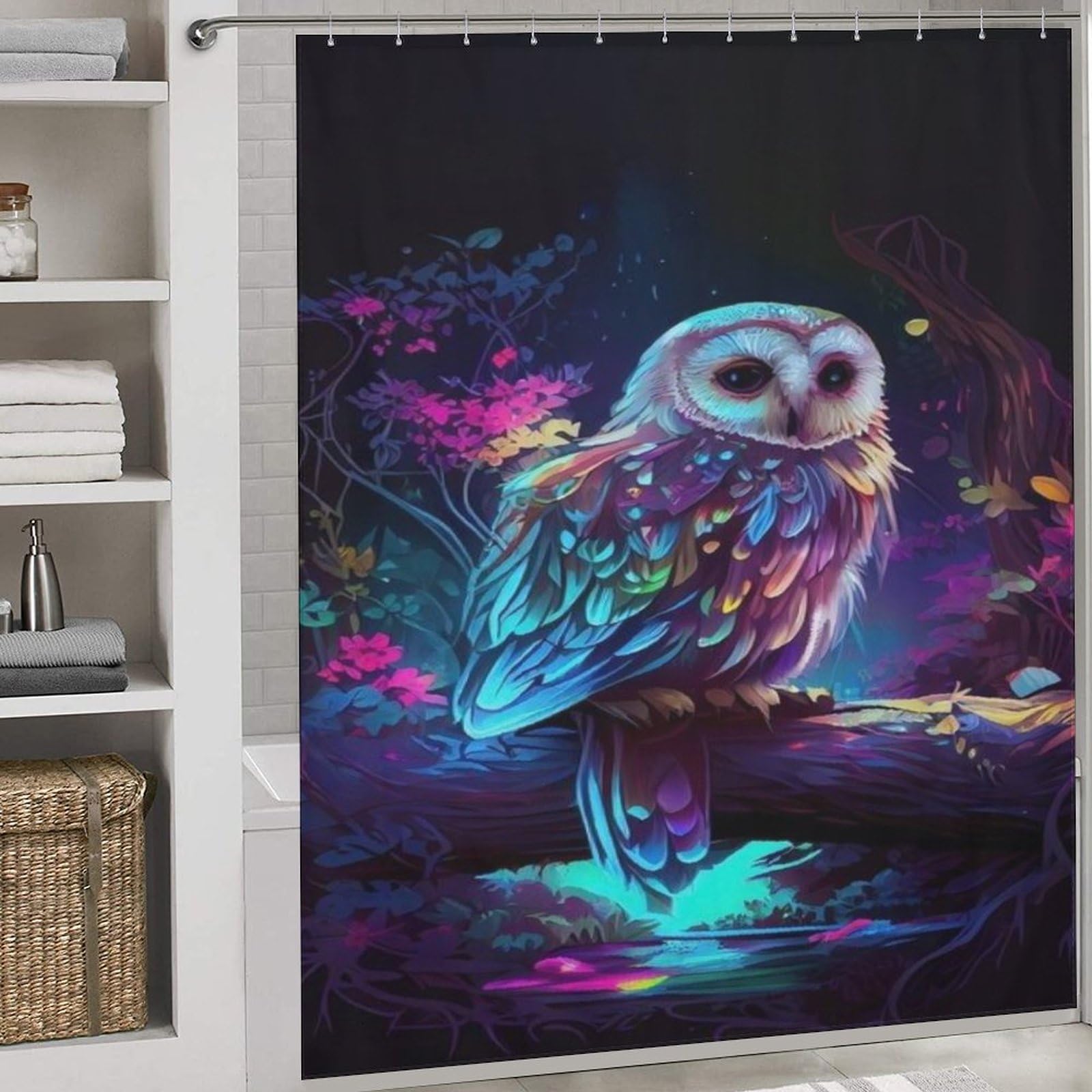 Rideau de douche hibou en polyester imperméable 183x183 cm