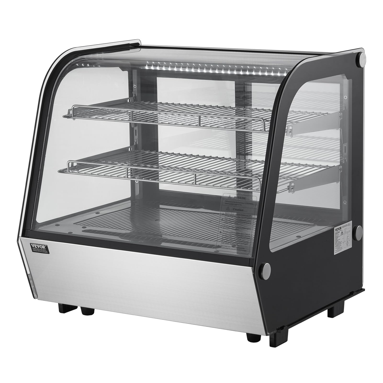 VEVOR Vitrina Refrigerada Comercial 115 L Vitrina de Pastelería de 2 Niveles Refrigerador con Iluminación LED Enfriamiento TURBO Enfriamiento por Aire sin Escarcha, para Pasteles de Panadería