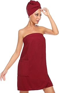 vislivin Bademantel Damen Saunakilt & Haartuch Sauna Kilt Frauen Saunakilt mit Klettverschluss und Gummizug