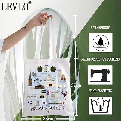 Miniatura 2 de LEVLO Washington Dc Bolsa de lona La Casa Blanca Regalo de recuerdo de viaje Washington Dc Trip Bolsa de hombro