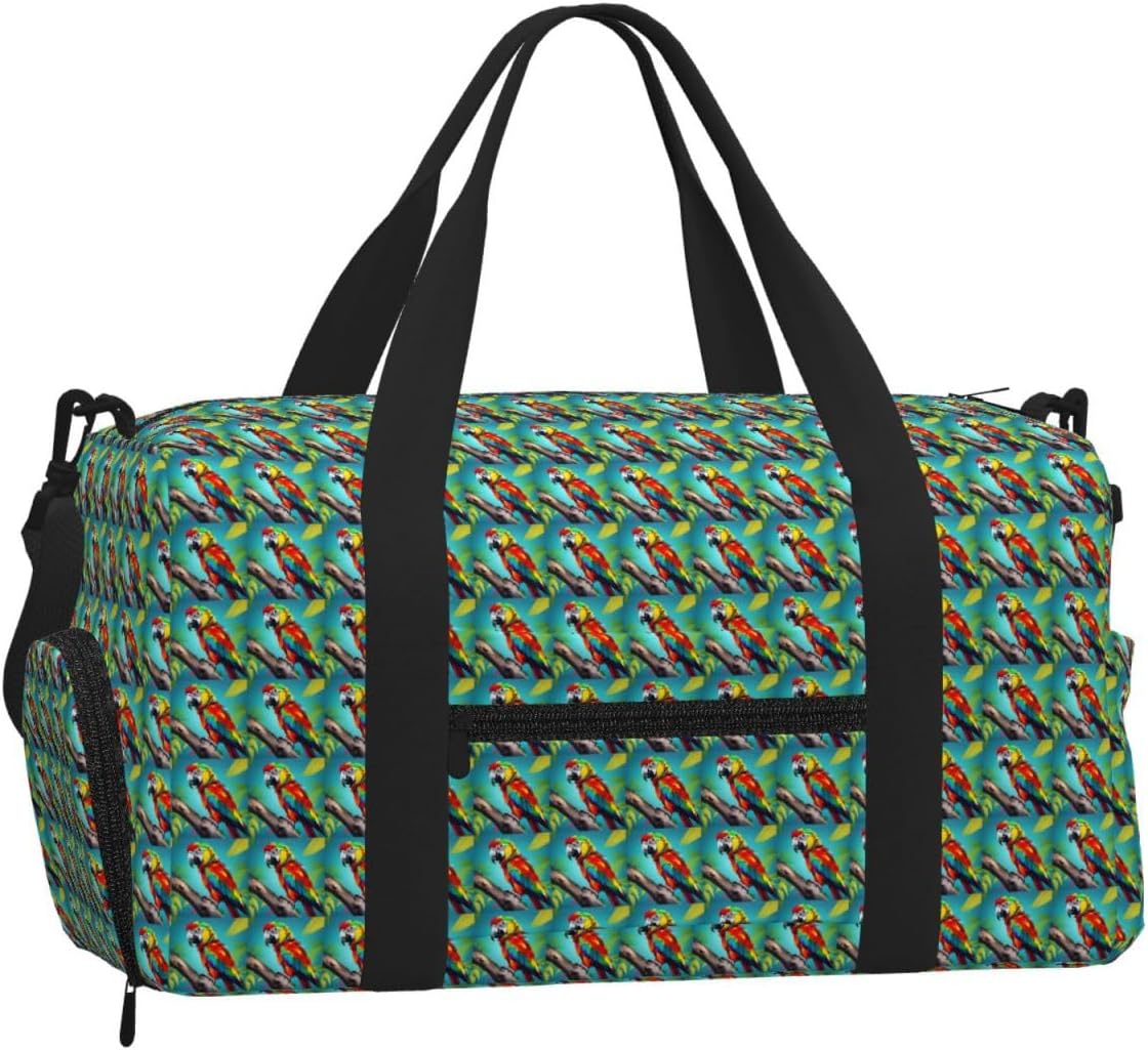 Parrots On Tree Print Handheld Sports Luggage Unisex Crossbody Bag Travel Weekend Fitness Workout