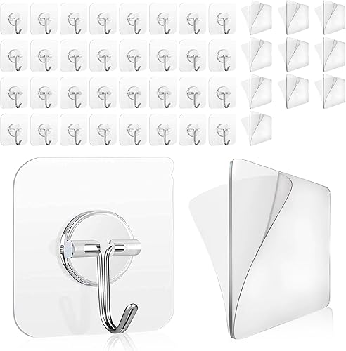 Paquete de 42 ganchos adhesivos para colgar, resistentes a prueba de agua, de capacidad de 33 libras, para exteriores, cocina, baño, ducha, llaves,