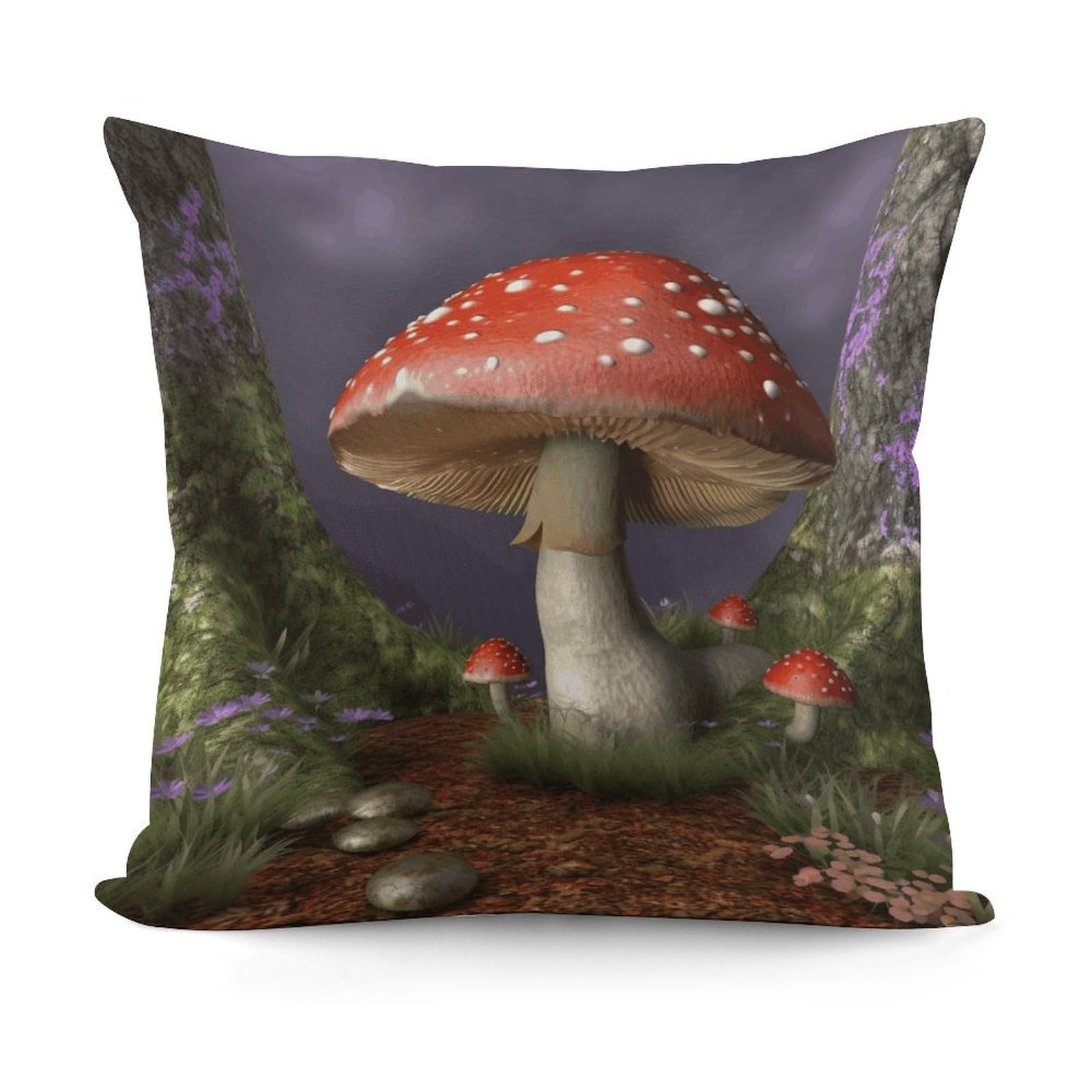 VstaDank Mushroom Throw Pillow Covers Fade-Resistant Plush Pillow Case Cozy Square Cushion Case Removable Pillowcase Exquisite Pillow Shams Soft Pillow Protector 18"x18"