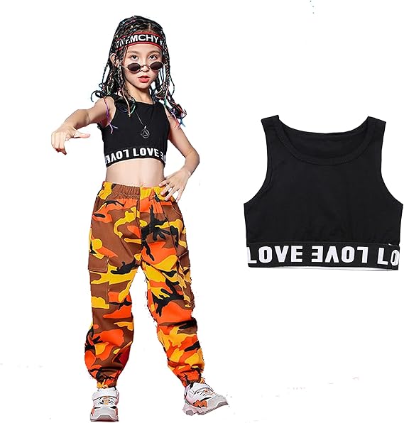 Amazon 女の子 キッズ ダンス衣装 ダンス 衣装 ヒップホップ トップス ガールズ オシャレ Jazz Hiphop ダンスウェア 子供服 演出服 オシャレ キャミソール タンクトップ 通販