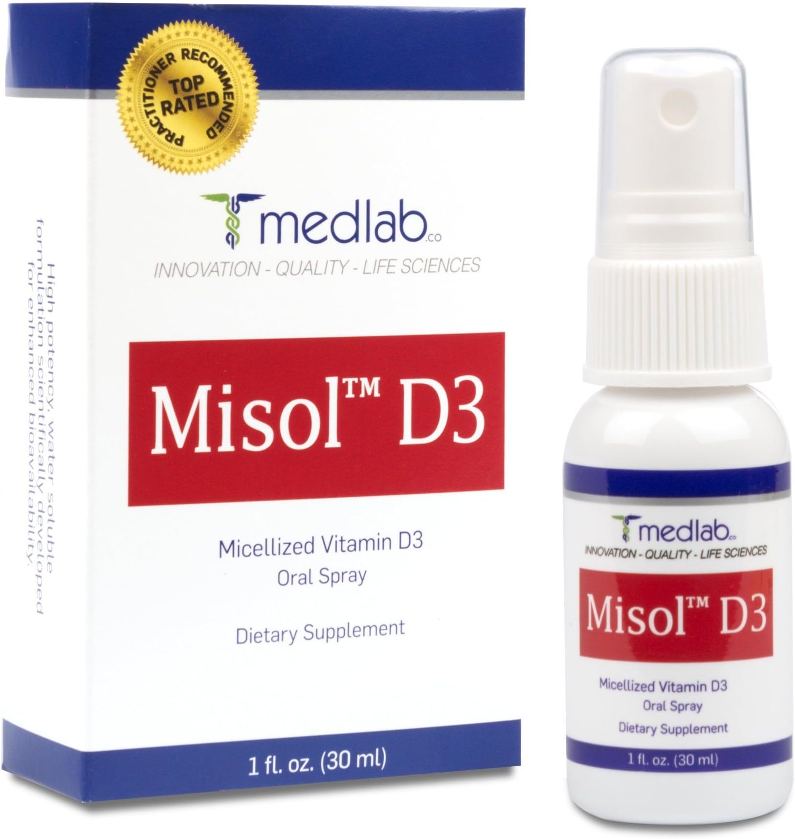Vitamin D3 Spray (5000 IU) Misol D3 - Patent Pending (MICELLIZATION) - in Your Blood Stream in Minutes! - 60 Day + Supply. Simple Spray Daily - 100% Satisfaction Guarantee