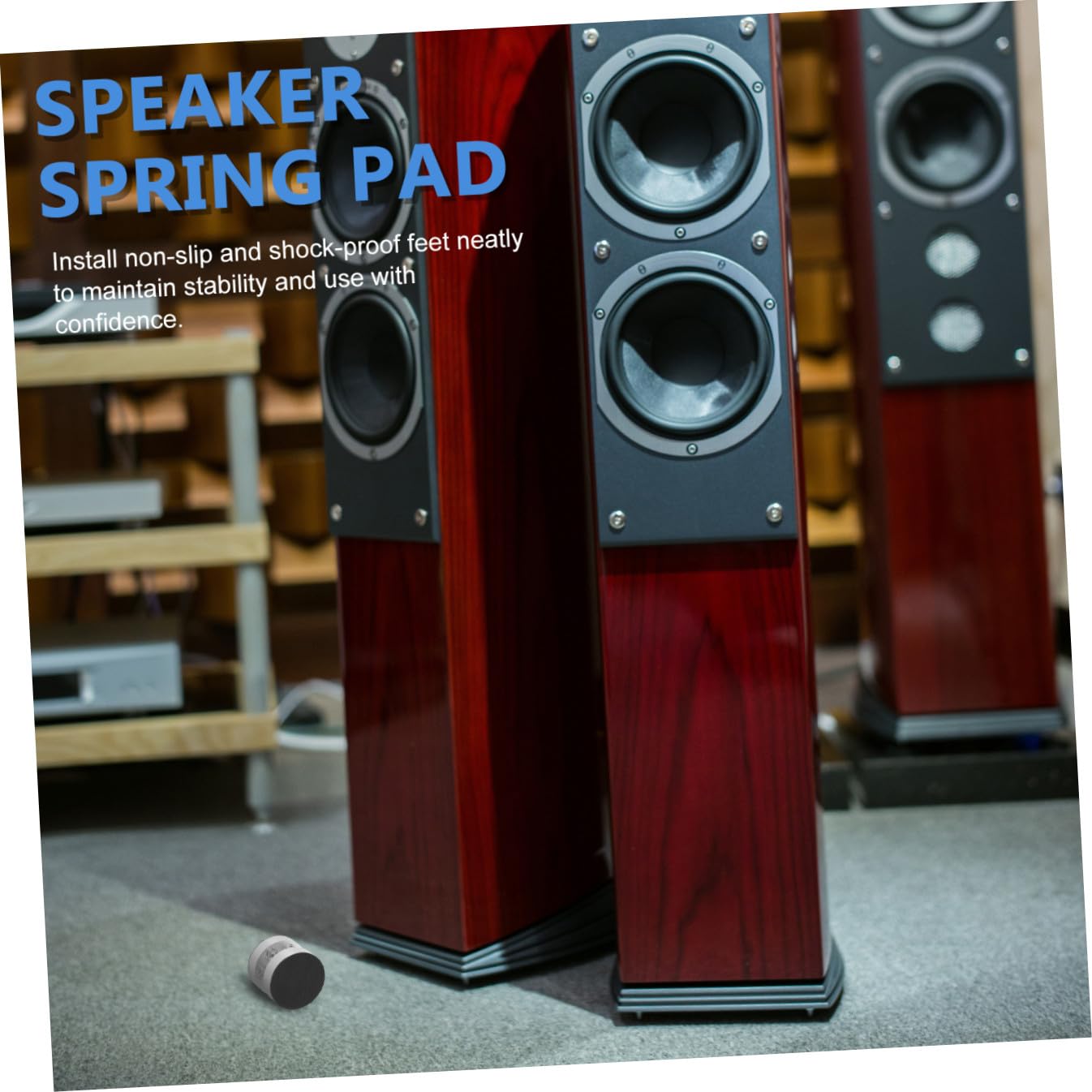 Piedini a Molla per Altoparlanti Hifi 4 Pezzi in Lega di Alluminio Base in Gomma Antiscivolo e Stabilità per Smart Speaker da Desktop e Casa