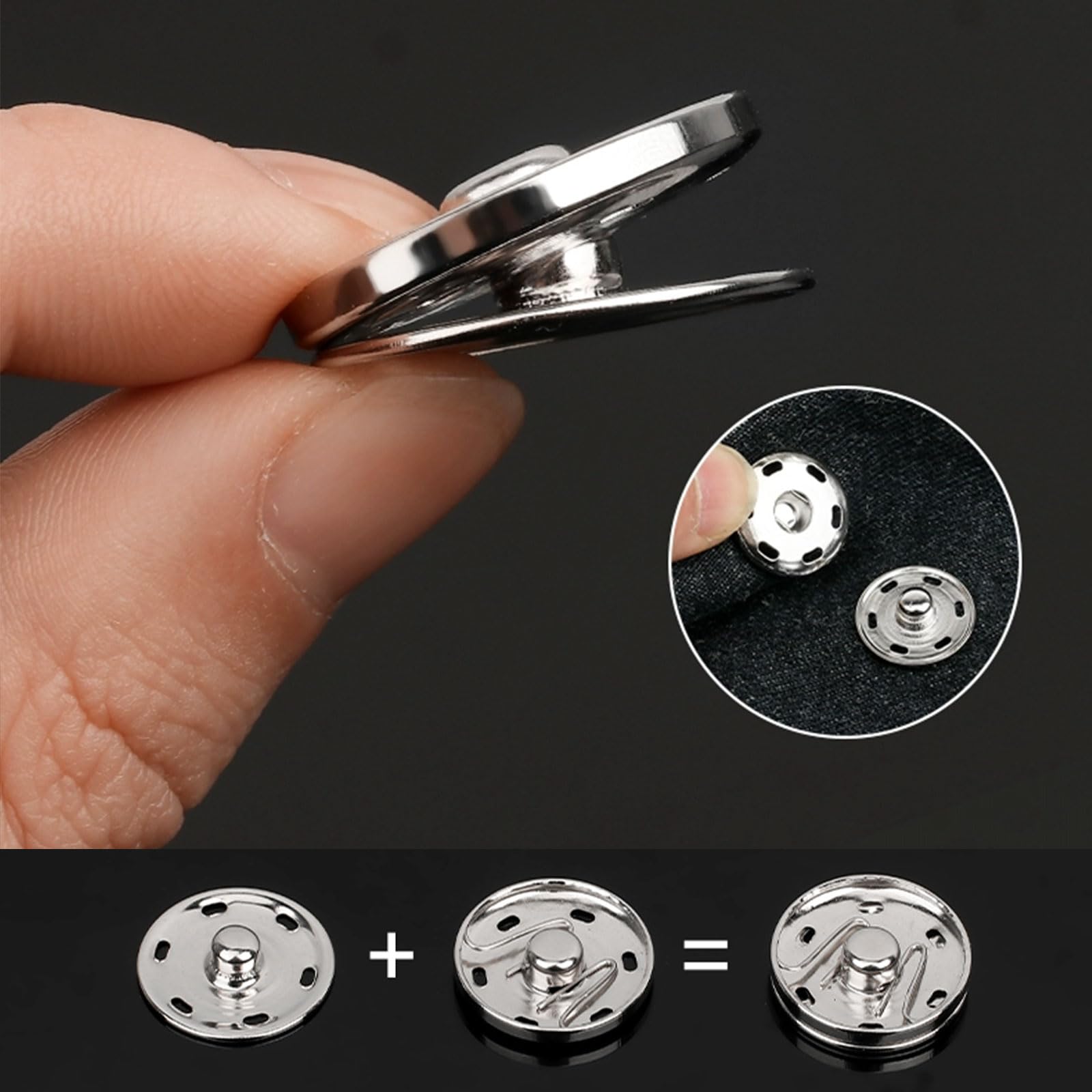 Set 100 Bottoni Automatici In Metallo Da 12 Mm Con Strumenti – Per Cucito, Borse, Abiti, Camicie, Color Nichel E Altri - 2