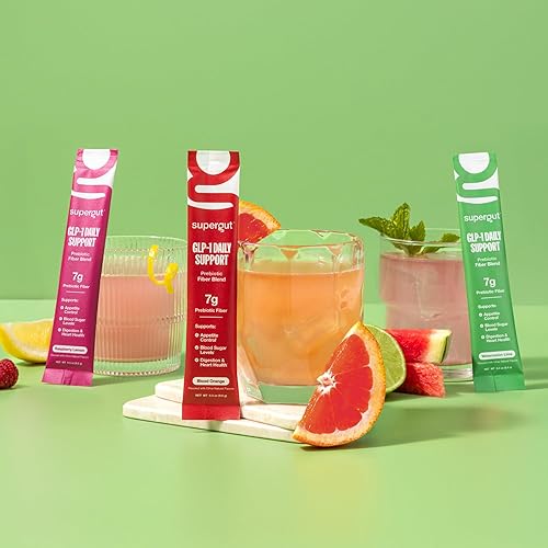 Miniatura 3 de Supergut GLP1 Daily Support, paquete variado  Suplemento en polvo GLP-1 de alta fibra para mujeres y hombres  Mezcla de bebida sin azúcar para la