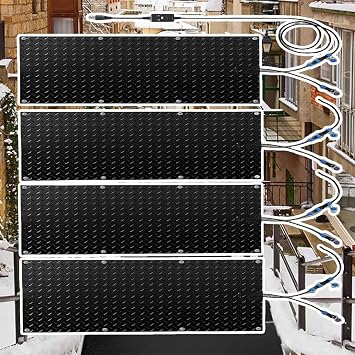 Thickened Snow Melting Mats with Power Unit, 1/2/3/4/5 pcs Outdoor Stairs- Non-Slip Winter Removal and Ice Melt Products -Heating Entrance4 Pcs,10x48in/25.4x121.9 cm