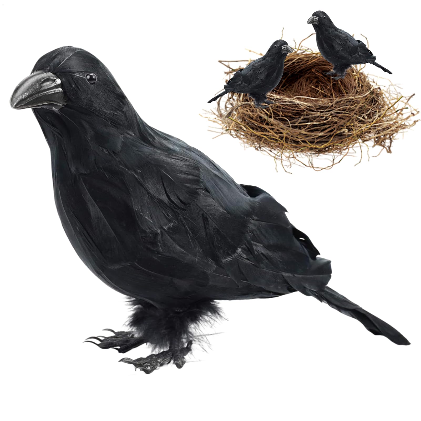 Modèle animal simulé de corbeau d'Halloween pour décoration de maison hantée