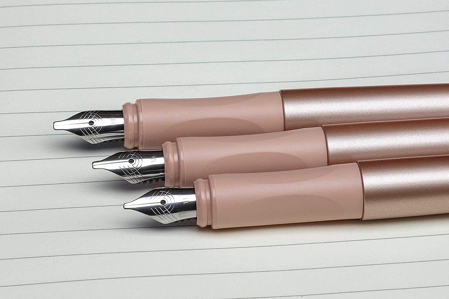 Schneider Callissima Calligraphy Fountain Pen Gift Set: Apricot, 1.1 mm, 1.5 mm, 1.8 mm Interchangeable Tips + Pack of 6 Apricot Ink Cartridges (143806)