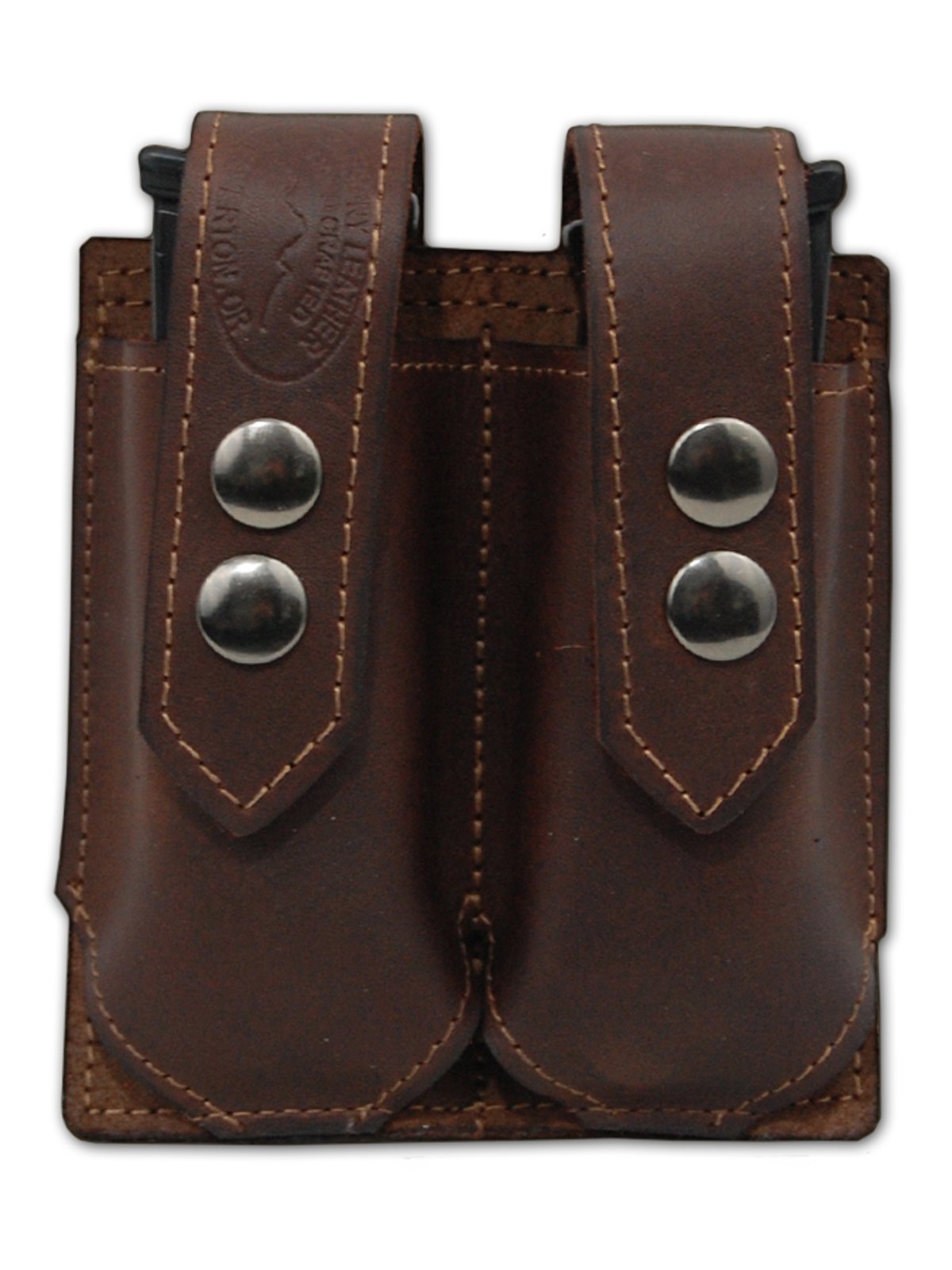 Barsony Brown Leather Double Magazine Pouch for SIG P938