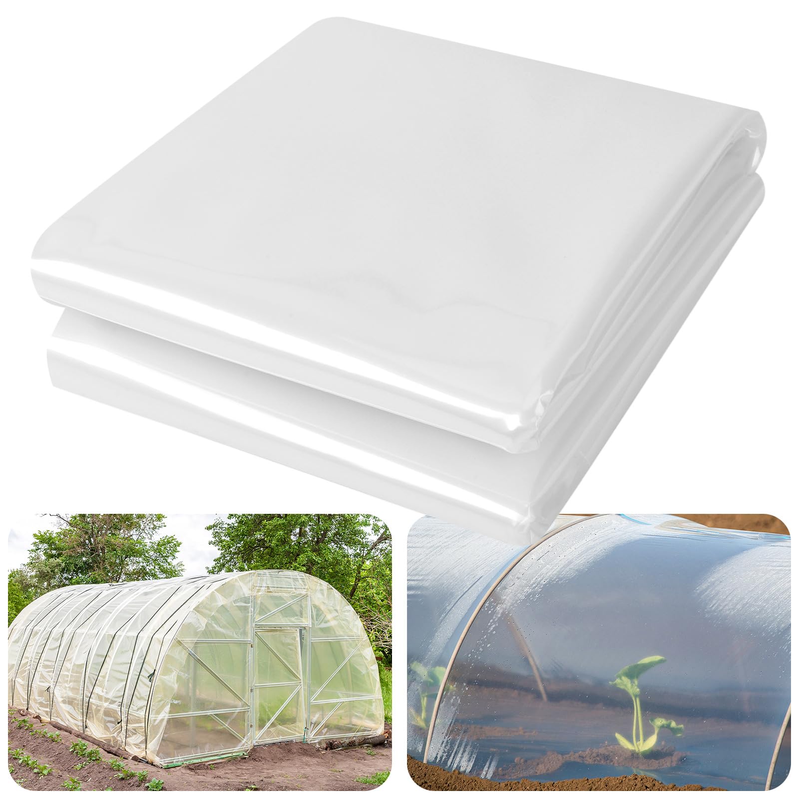 UNIFAMILY 2M X 6M Plastic Sheeting Heavy Duty, Polythene Sheeting Clear Waterproof 1.4KG