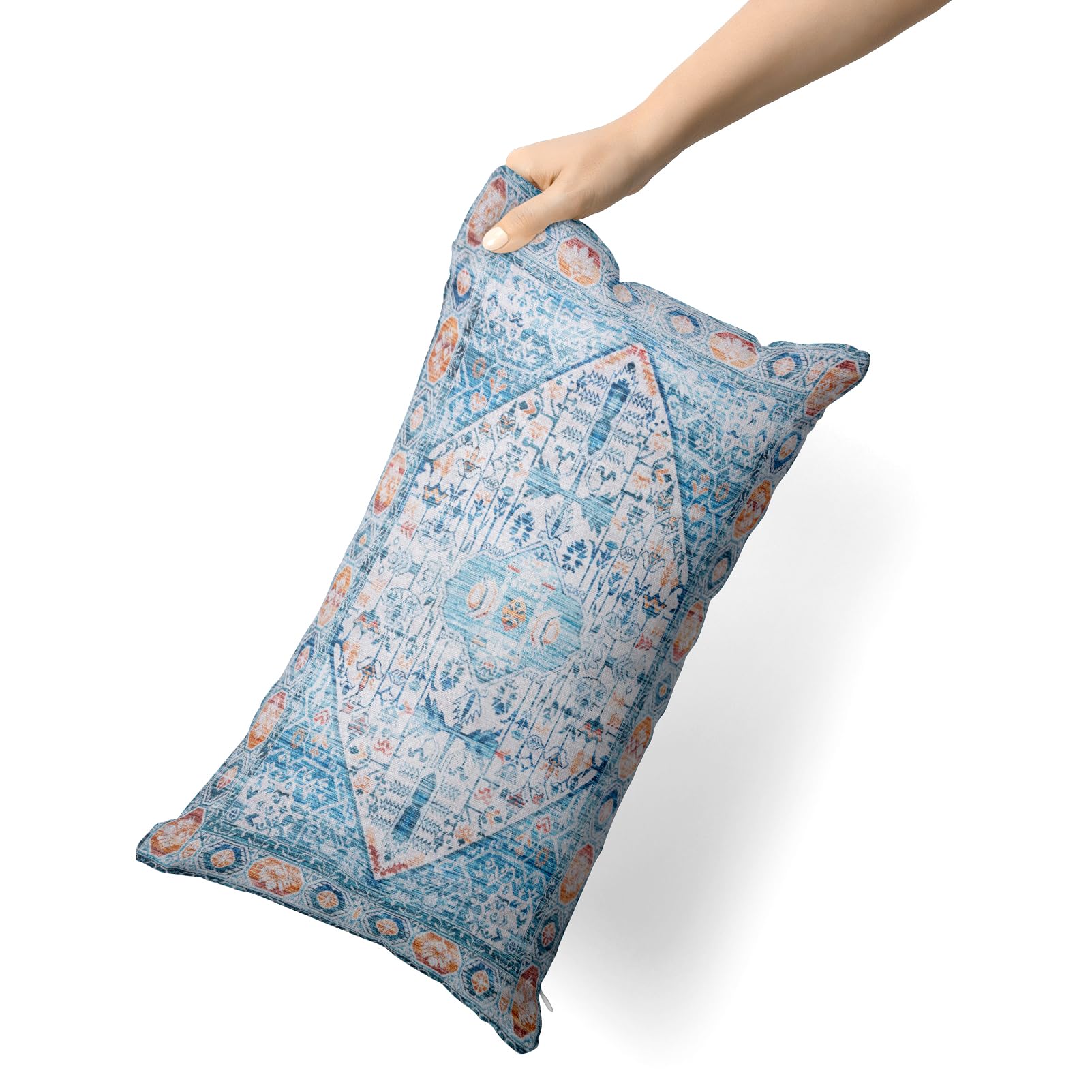Snylcce Boho Throw Pillow Covers Set of 2 Aquablue Antique & Vintage Design - Image 3