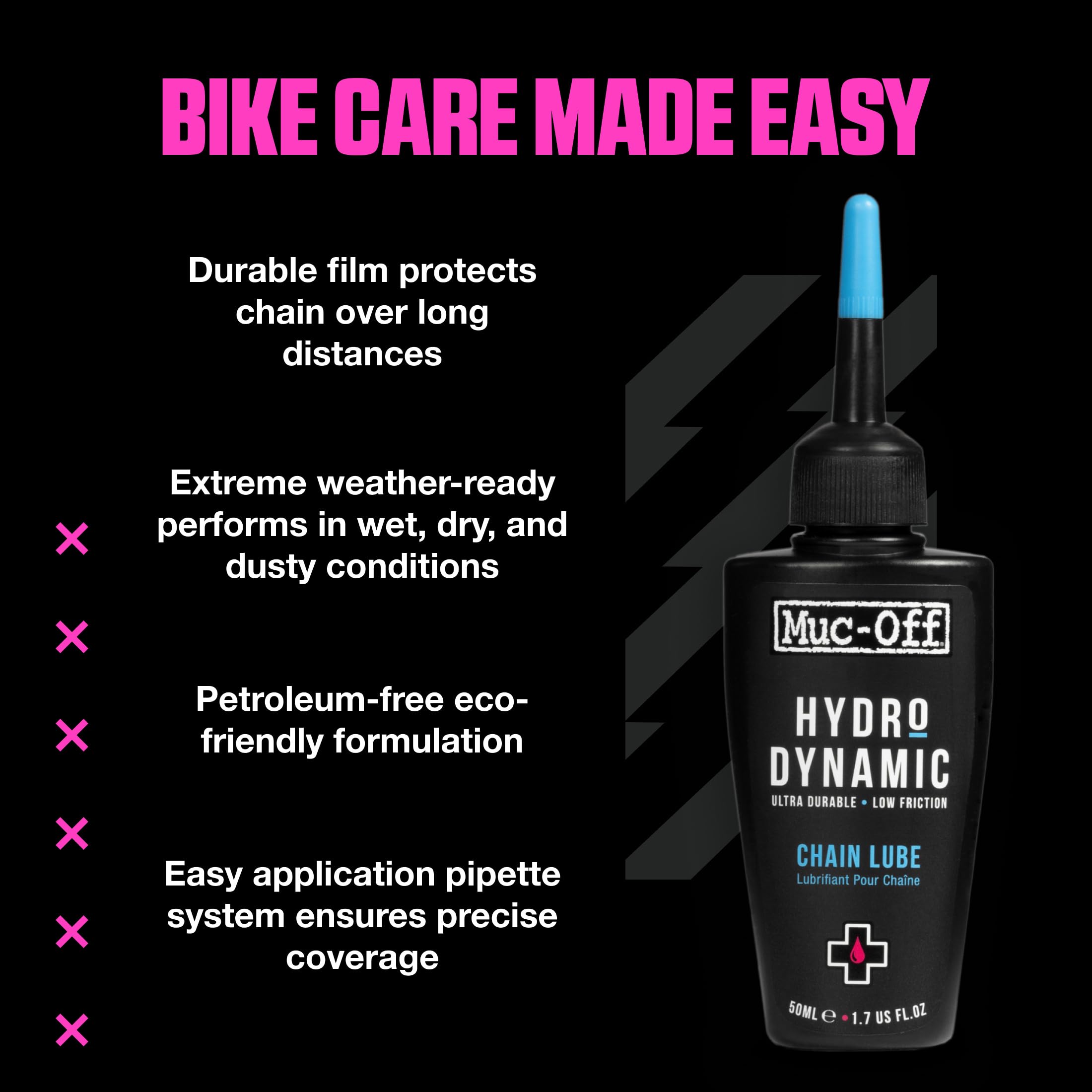 Muc-Off Hydrodynamic Chain Lube, 50 Ml - Lubricante de Cadena de Bicicleta de Baja Fricción y Ultraduradero - Lubricante de Bicicleta Apto para Usar en Todas las Condiciones Climáticas