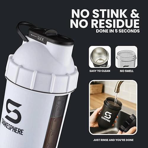 Miniatura 8 de SHAKESPHERE Tumbler Botella Batidora de Proteínas - Vasos Batidores Mezcladores Sin BPA de 24 onzas para Batidos de Proteínas, Purés, Fruta, Batidos