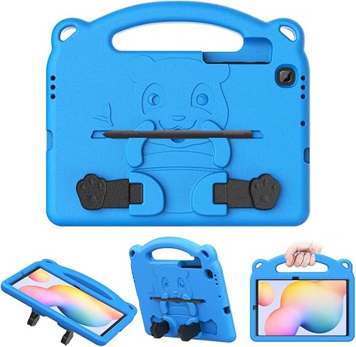 MoKo Funda compatible con Galaxy Tab S6 Lite 2020, espuma EVA resistente, funda de oso para niños con agarre de mano, soporte y soporte para
