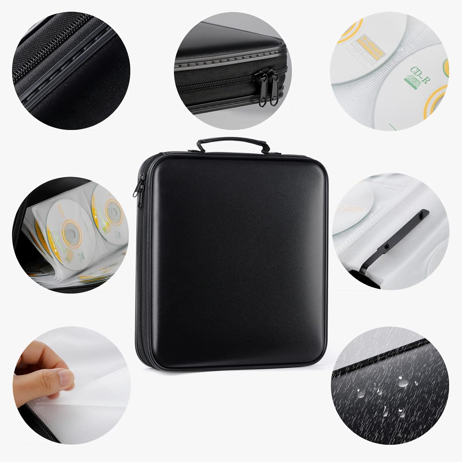 DVD Storage CD Case Holder:DVD Binder Protective CD Book Portable DVD Organizer-CD Wallet 160 Disc Holder Hard Plastic Movie Case Black CD Portfolio Blu Ray Album CD Booklet for Car Home