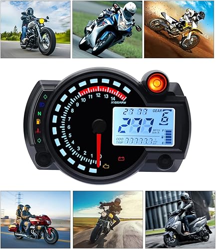 Miniatura 5 de KAOLALI Velocímetro Digital para Motocicleta Tacómetro Velocímetro para Motocicleta Odómetro 7 Colores Retroiluminación LCD Medidor Digital