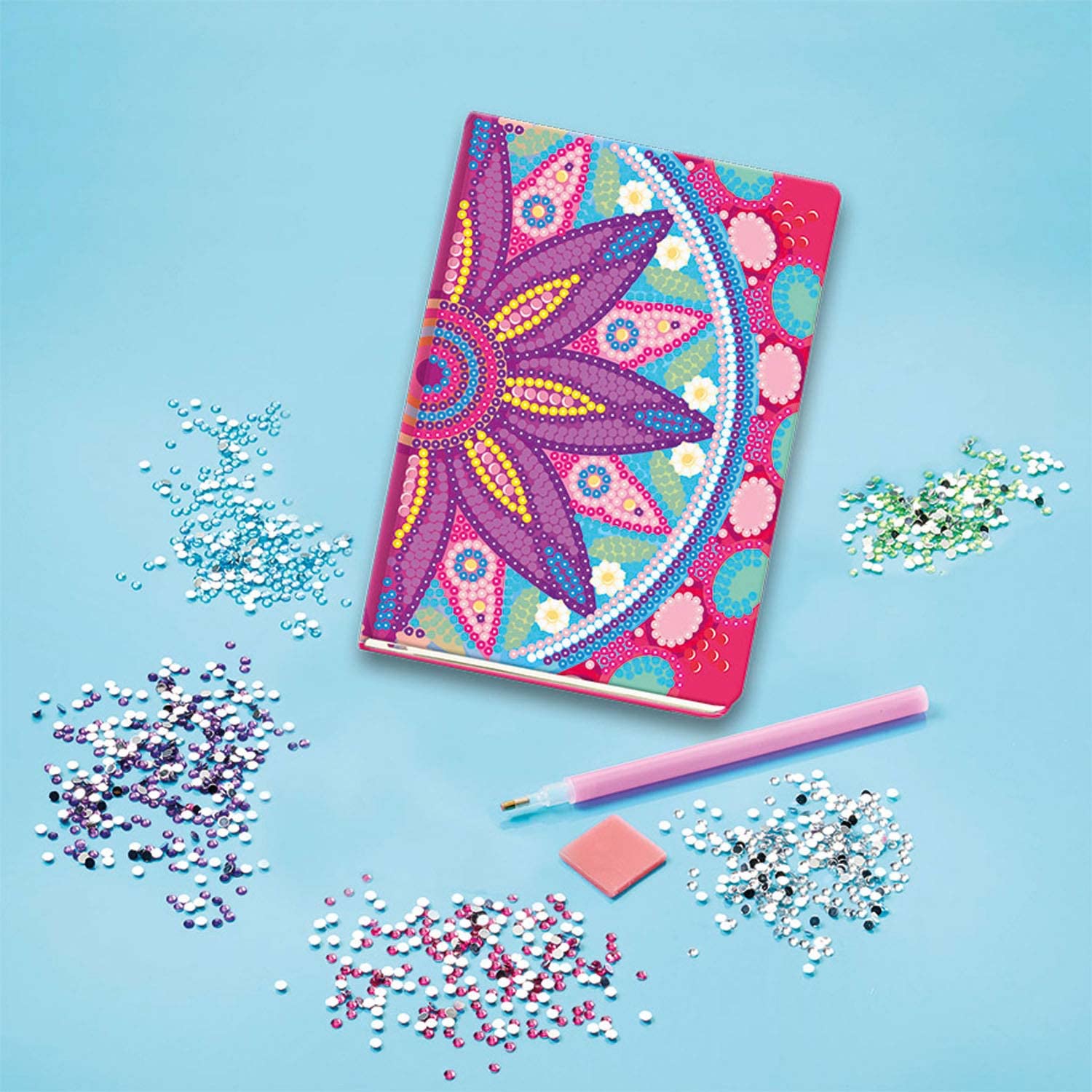 Totum 079700 Mandala/Flower Diamond Painting Craft Set Notebook, Colourful