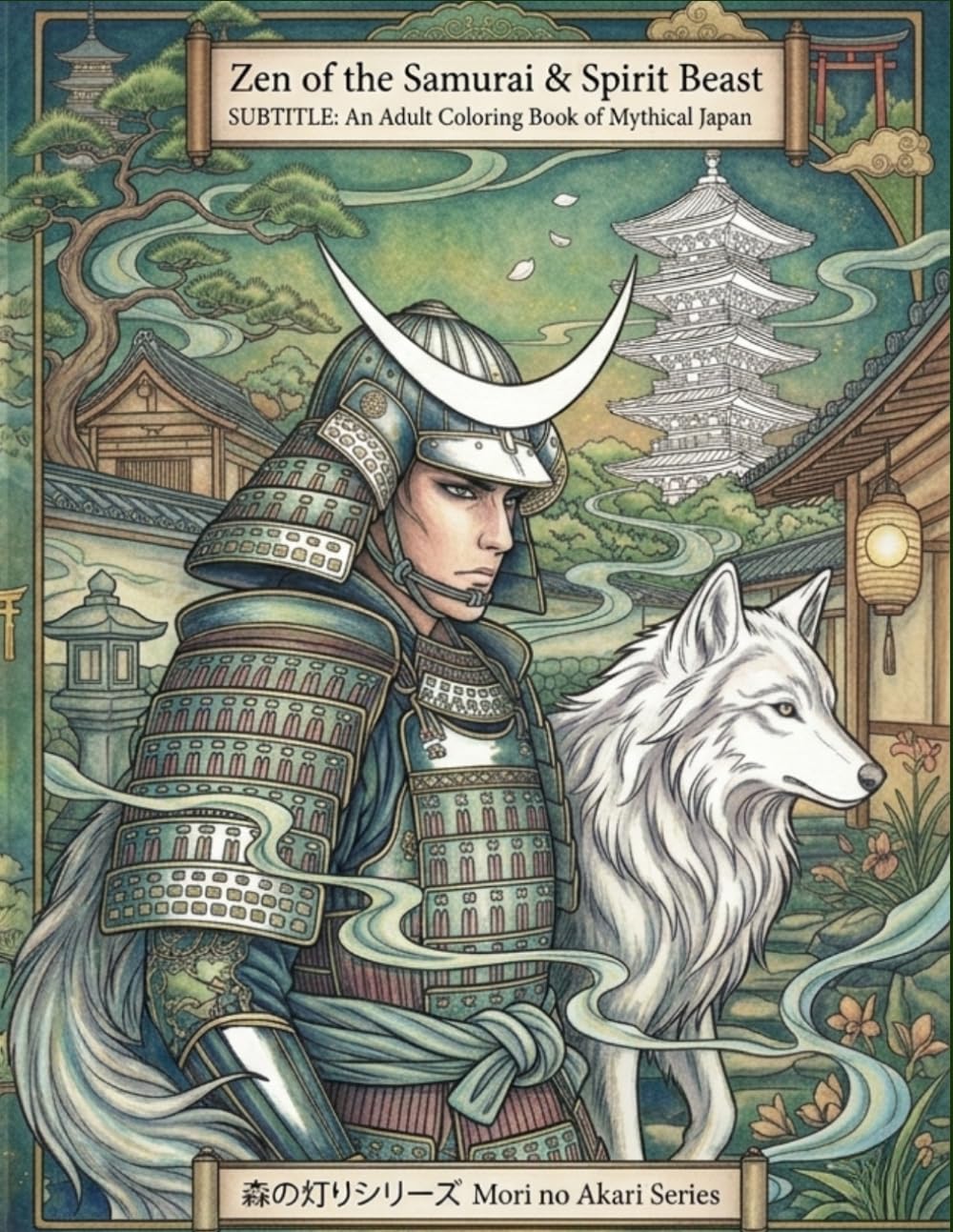 Zen of the Samurai & Spirit Beast: An Adult Coloring Book of Mythical Japan: A Japanese Fantasy Journey for Relaxation, Stress Relief, and Mindfulness ... and Wolves. (Samurai Coloring Book Series)